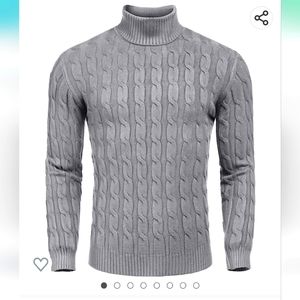 COOFANDY Men's Slim Fit Turtleneck Sweater Casual Twisted Knitted Pullover Sweat